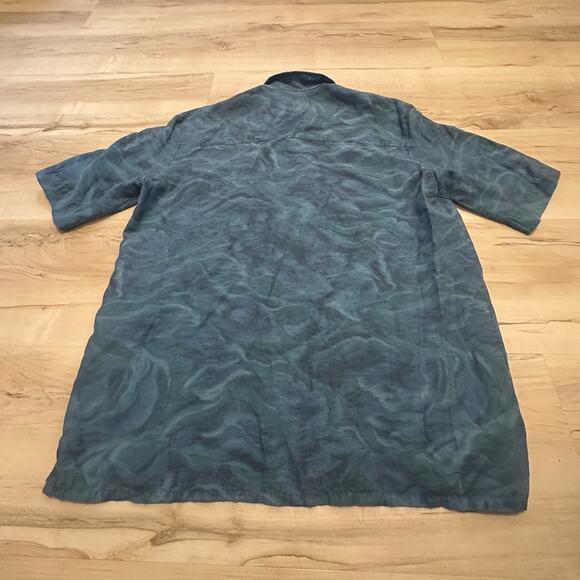 & Other Stories Women Shirt Short Sleeve Boxy Button Up Wavy Printed Blue - Picture 4 of 9